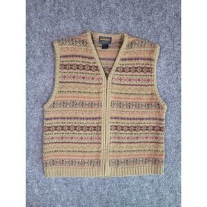 Vintage 90s Woolrich Fair Isle Sweater Vest Women's L Ramie Cotton Cottagecore